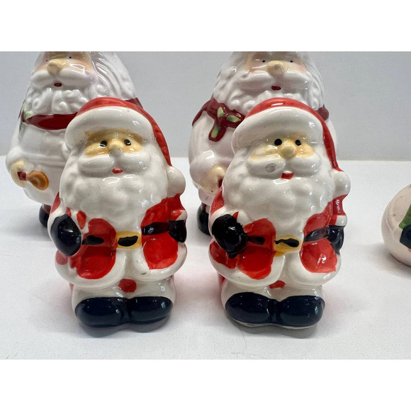 Vintage 3 Sets Christmas Salt & Pepper Shakers Snowmen Santa Chef Pair Ceramic - Picture 3 of 10